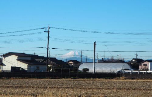 梅宮神社の前から望む富士山
